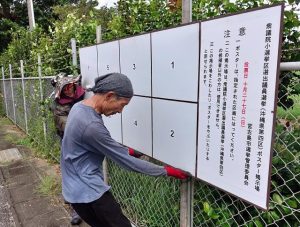 衆院選の候補者ポスター掲示板が市内各地に設置された＝２日、平良下里