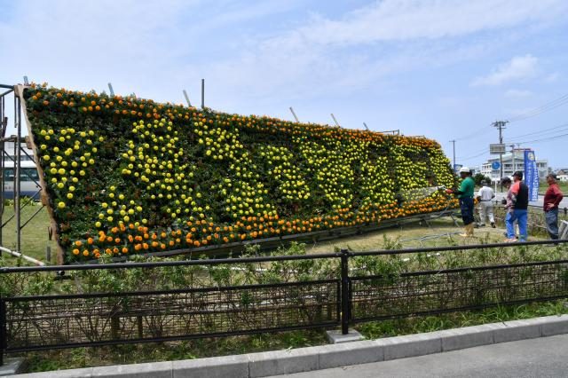 花文字で選手歓迎／トライ大会ランコース
